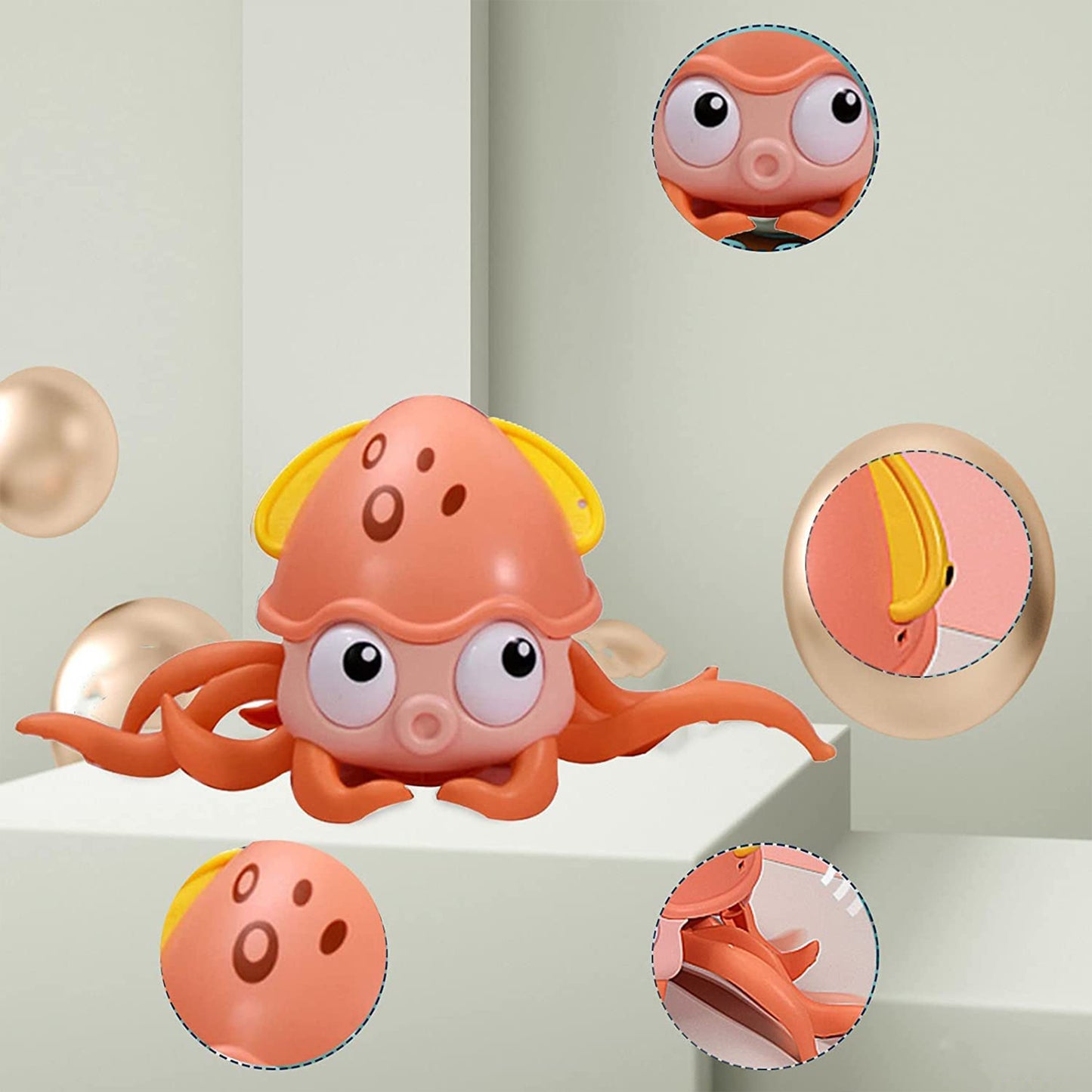ToyBharat Interactive Baby Musical Octopus Crawling Toy with music, LED lights, and obstacle avoidance. A perfect tummy time toy for boys and girls age 1+, encouraging movement and sensory development.