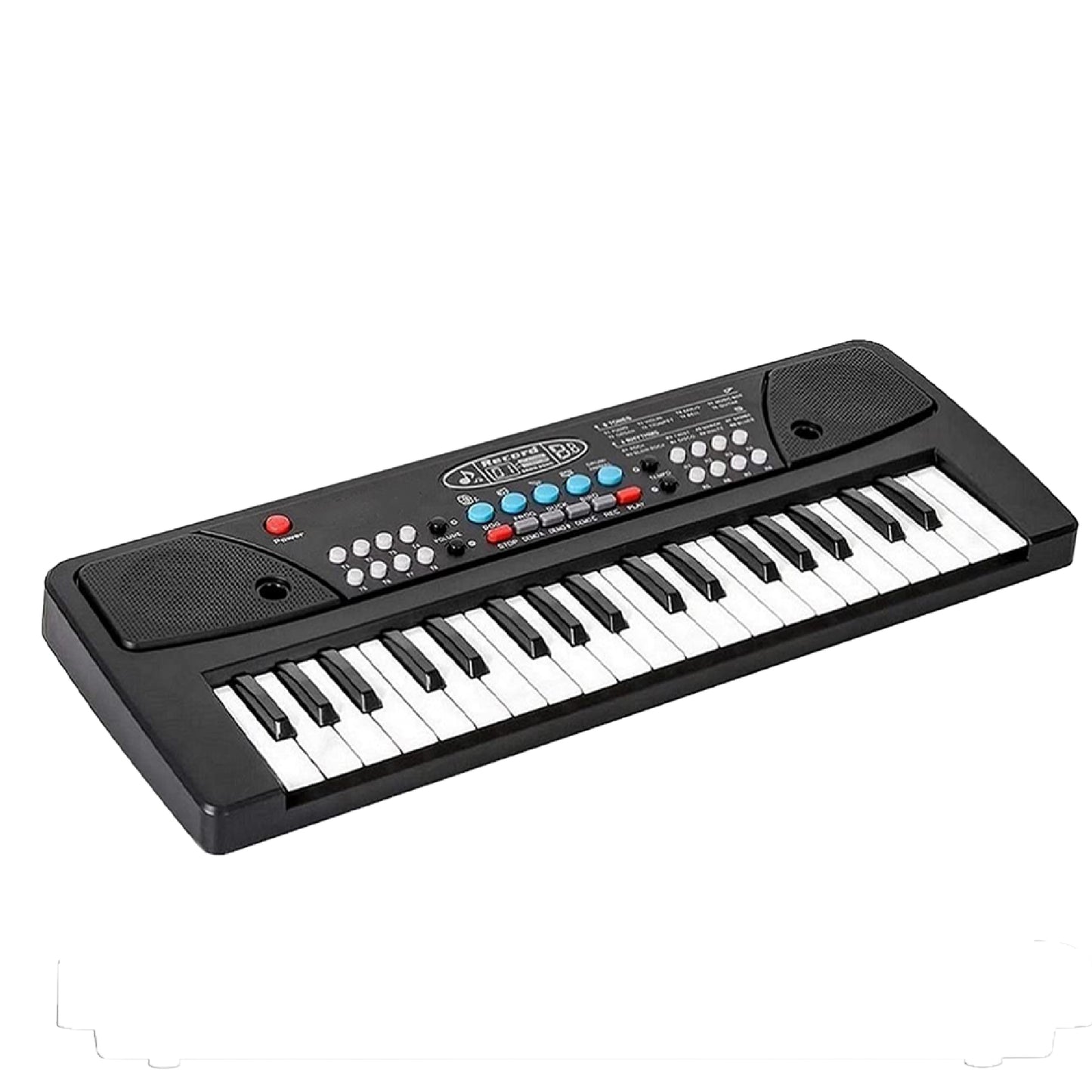 ToyBharat Portable Musical Keyboard with Microphone | 37 Keys, 8 Rhythms, 8 Tones with 6 In-Built Demos & Song Record Feature|Black Color, Dual Power Supply Source: Micro USB Cable (Included)