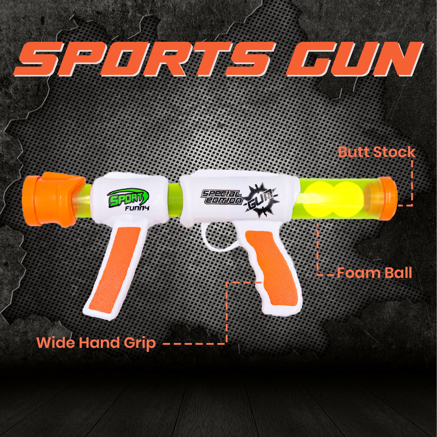 Toybharat Sports Ball Gun Toy | Multicolour | Gun Toys | Birthday Gift for Boy | Interactive Toys