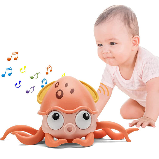 ToyBharat Interactive Baby Musical Octopus Crawling Toy with music, LED lights, and obstacle avoidance. A perfect tummy time toy for boys and girls age 1+, encouraging movement and sensory development.