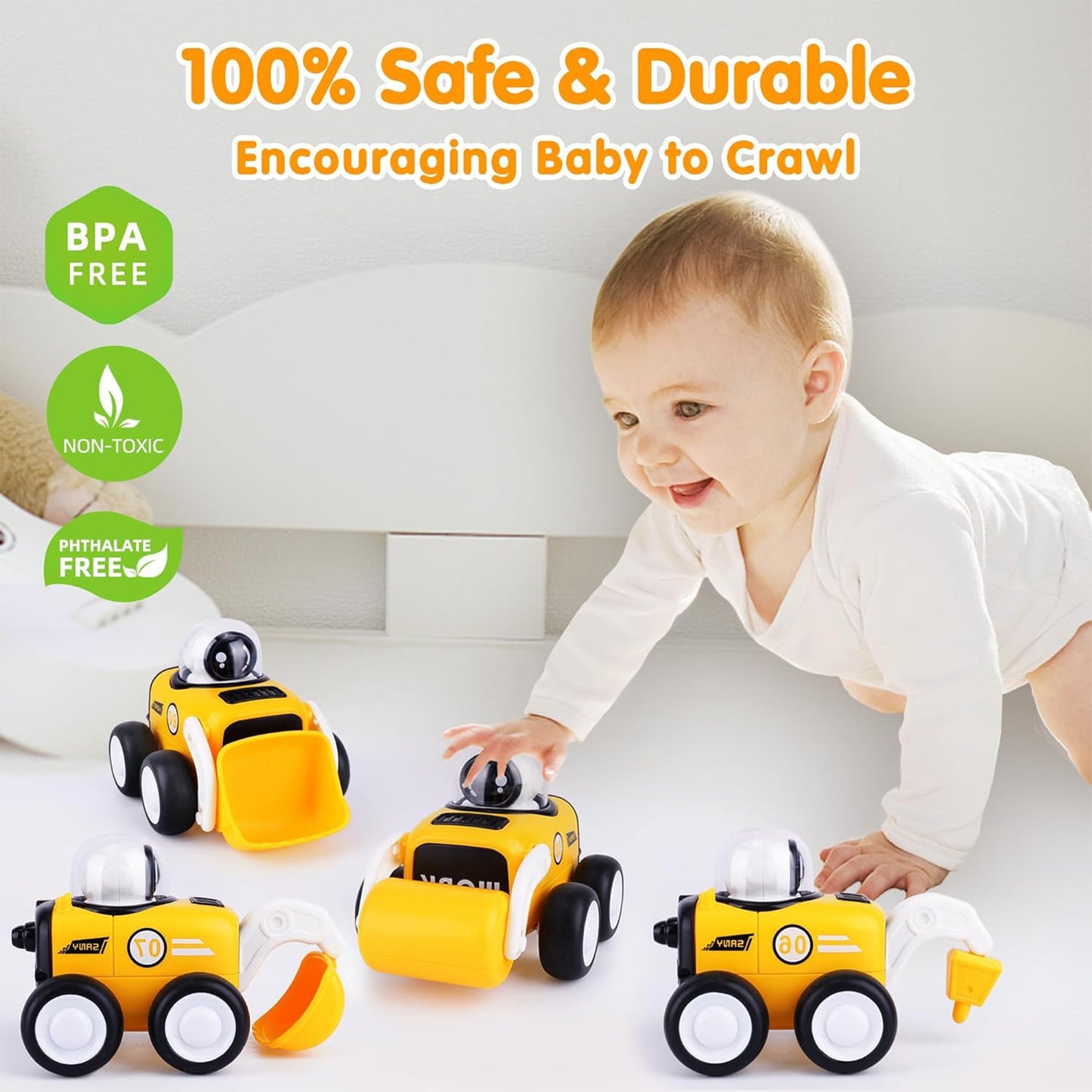 Toybharat Work Construction Car Combo Set Of 4 Pcs. |Multicolour | Travel Toys | Push N Go