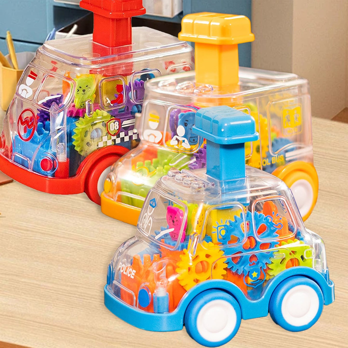 ToyBharat Press n Go Gear Bus Toys for Kids 1 Pcs .Toys| Doll & Play Set |Set of 1|