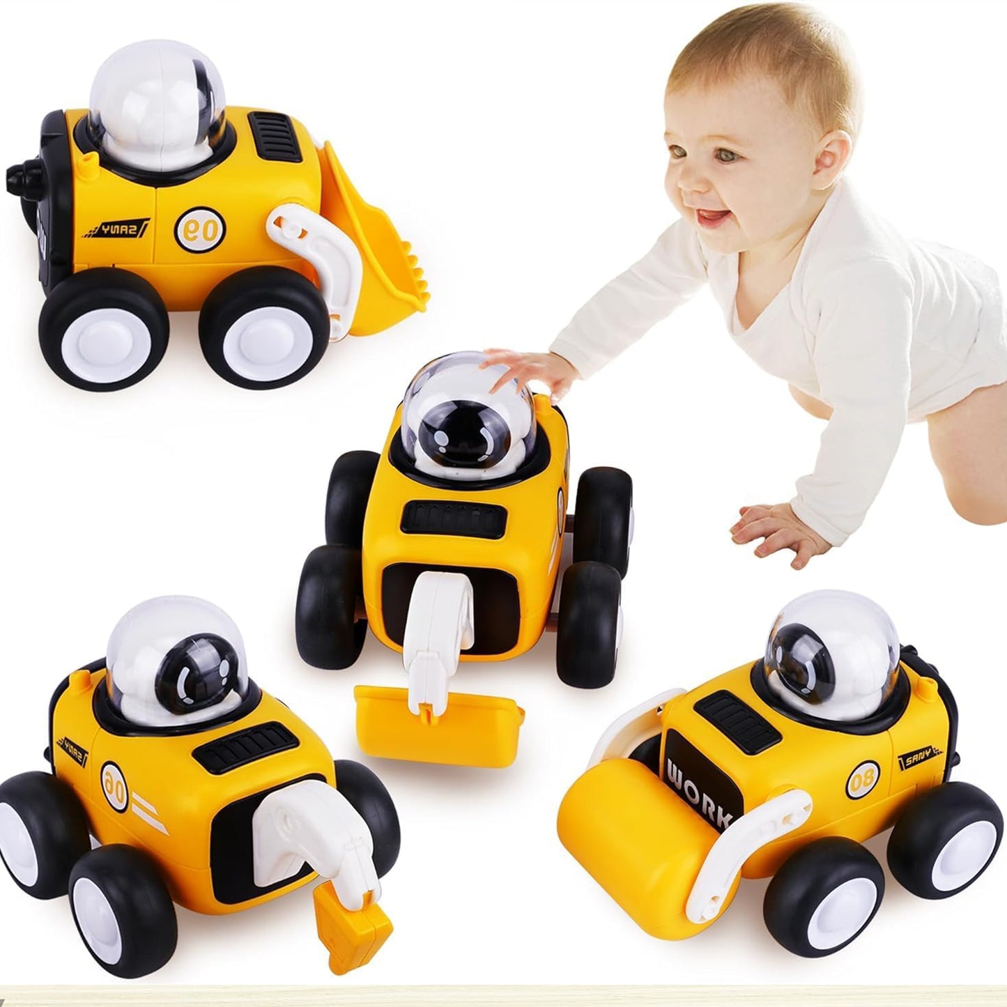 Toybharat Work Construction Car Combo Set Of 4 Pcs. |Multicolour | Travel Toys | Push N Go