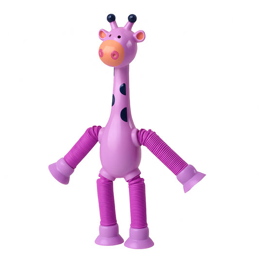 ToyBharat This Giraffe-Shaped Telescopic Suction Toy (Set of 1) is a fun, stretchy travel essential for toddlers. Safe, colorful, and easy to use—ideal for kids aged 1+ during flights, car rides, or at home.