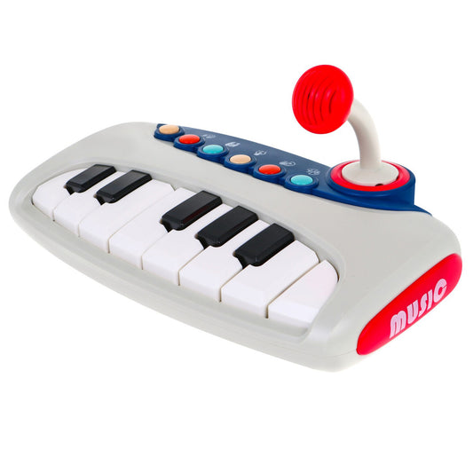 ToyBharat Battery-operated musical piano keyboard toy for kids with microphone, melodies, and sound effects. A perfect early learning toy for toddlers 2+ years to support music skills and fun education play.