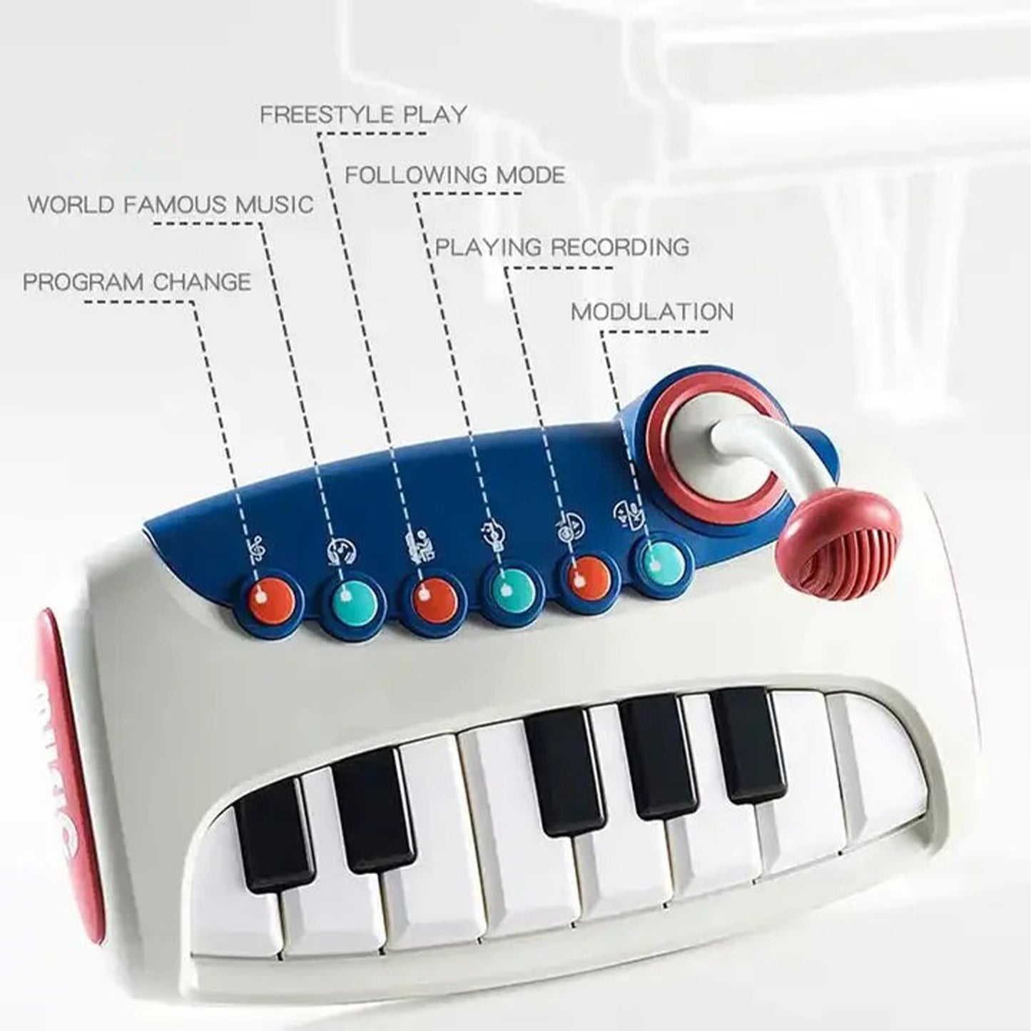 ToyBharat Battery-Operated Musical Piano Keyboard Toy with Microphone, Melodies & Sound Effects – Perfect Early Learning Toy for Toddlers 2+ Years, Supports Music Skills & Fun Play