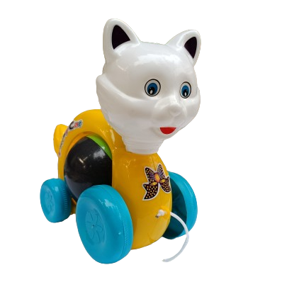 ToyBharat Pulling Funny Cat is a multicolour pull-along toy designed for toddlers aged 1-6 years. Made from safe and non-toxic materials, it's perfect for indoor and outdoor play and makes a fun kids’ gift.
