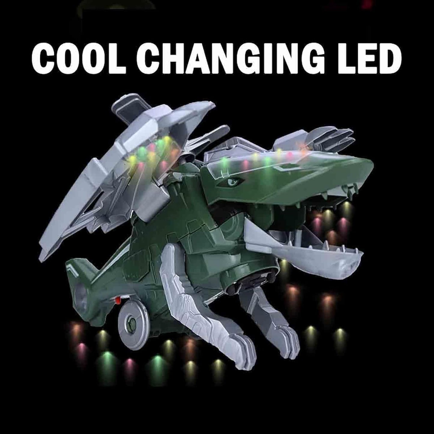 ToyBharat 2-in-1 Deformer Plane transforms from helicopter to dinosaur with lights, music, and smoke spray. Bump N Go motion adds fun, making it a perfect gift toy for toddlers and babies aged 0–3 years.