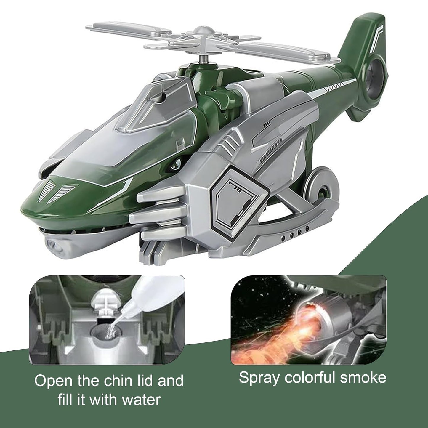 ToyBharat 2-in-1 Deformer Plane transforms from helicopter to dinosaur with lights, music, and smoke spray. Bump N Go motion adds fun, making it a perfect gift toy for toddlers and babies aged 0–3 years.