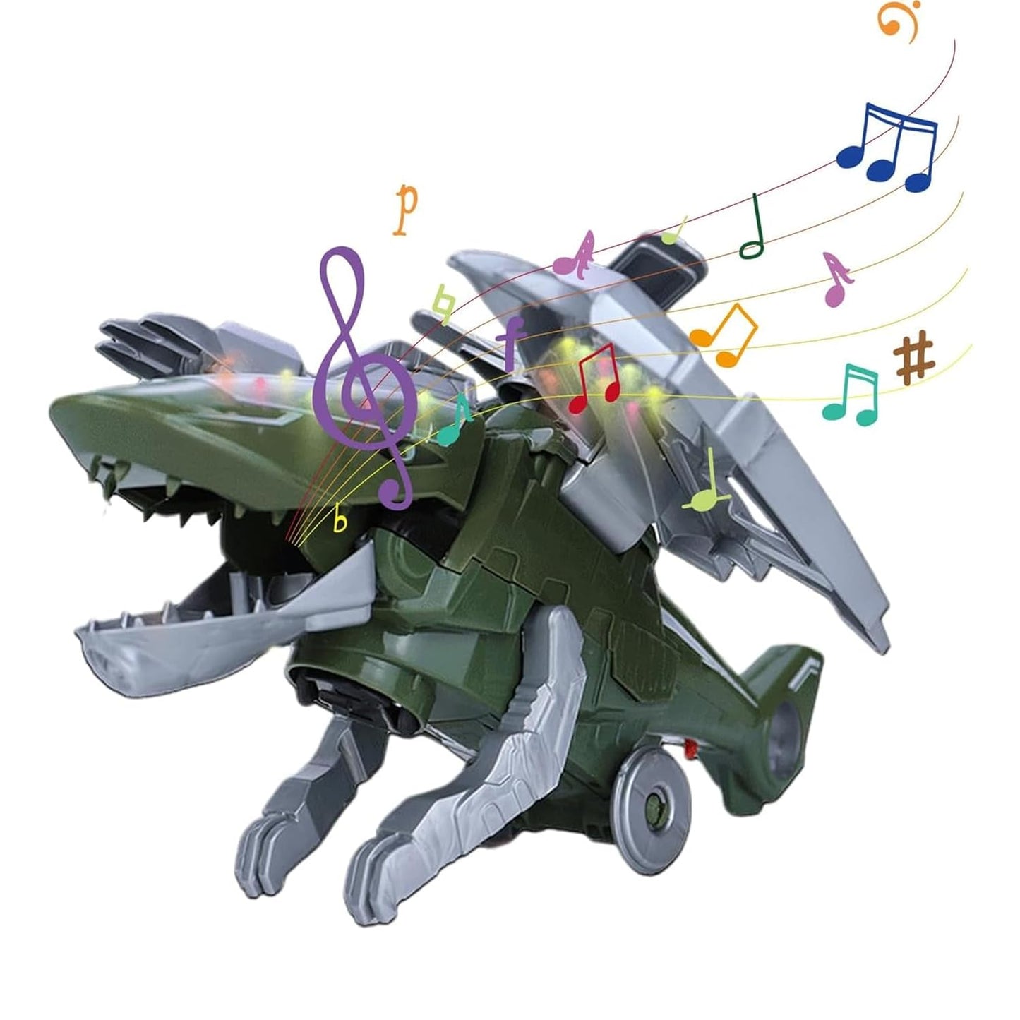 ToyBharat 2-in-1 Deformer Plane transforms from helicopter to dinosaur with lights, music, and smoke spray. Bump N Go motion adds fun, making it a perfect gift toy for toddlers and babies aged 0–3 years.