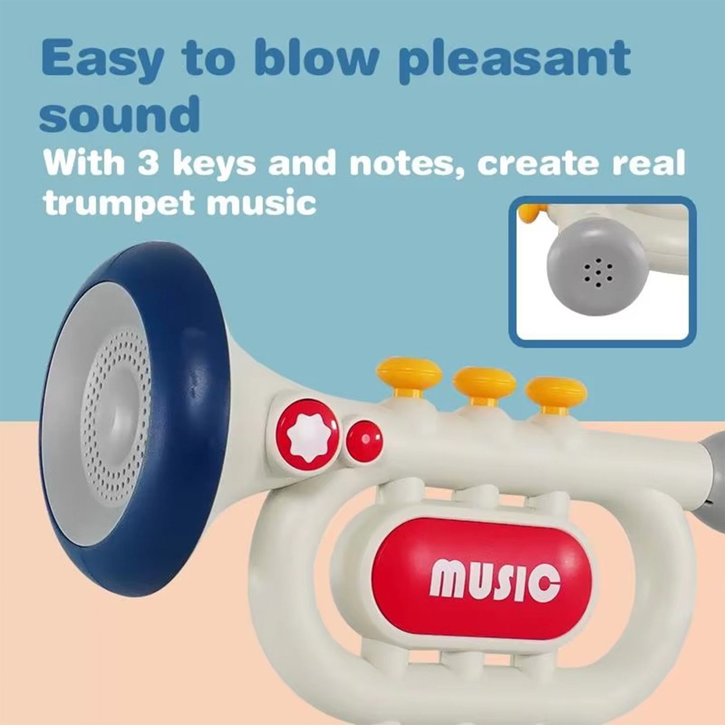 ToyBharat Battery-Operated Musical Trumpet Toy with Microphone, Melodies & Sound Effects – Perfect Early Learning Toy for Toddlers 2+ Years, Supports Music Skills & Fun Play
