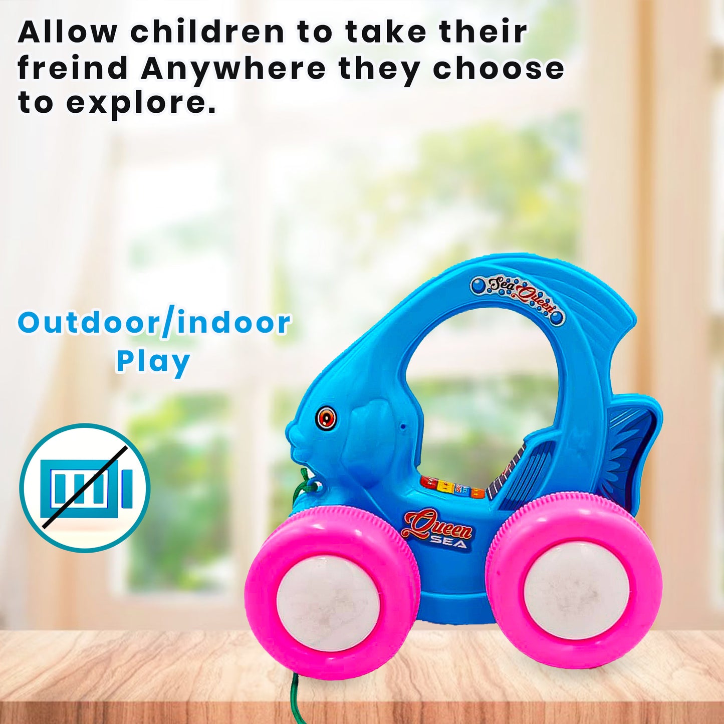 Toybharat Pulling Dancing Fish |Multicolour | Kids Gift |Pull Along Toy