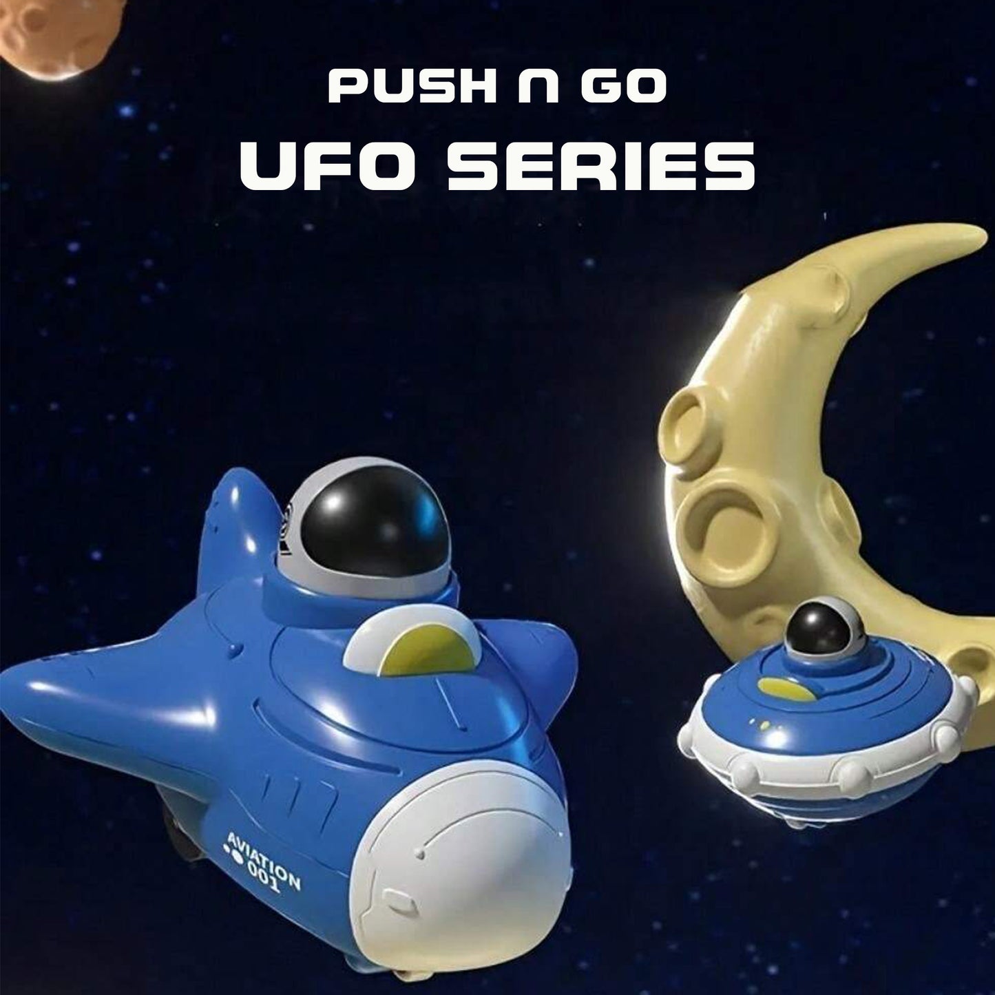 Toybharat Push N Go Ufo N AV Pack Of 3 |Multicolour | Travel Toys | Birthday Gift for Boy and Girl Baby