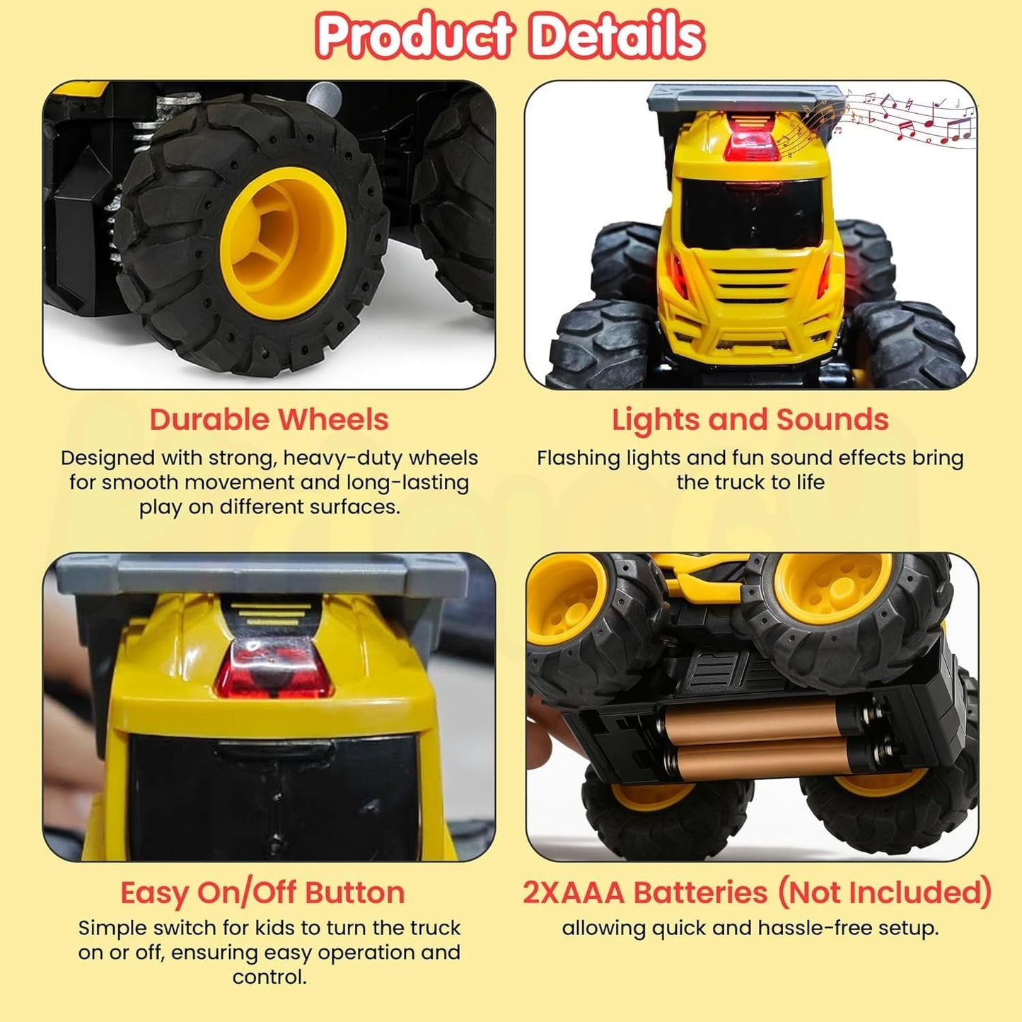 Toybharat ABS Musical Monster Truck Toy with Light & Sound Effects - Truck for Kids | Battery Electronic Toys | Best Birthday Gifts For Kids | Pack Of 2 ||