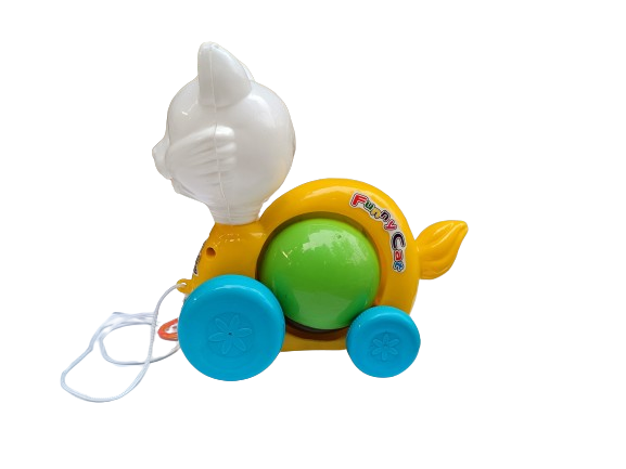 ToyBharat Pulling Funny Cat is a multicolour pull-along toy designed for toddlers aged 1-6 years. Made from safe and non-toxic materials, it's perfect for indoor and outdoor play and makes a fun kids’ gift.