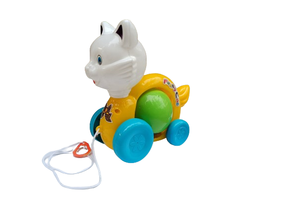 ToyBharat Pulling Funny Cat is a multicolour pull-along toy designed for toddlers aged 1-6 years. Made from safe and non-toxic materials, it's perfect for indoor and outdoor play and makes a fun kids’ gift.
