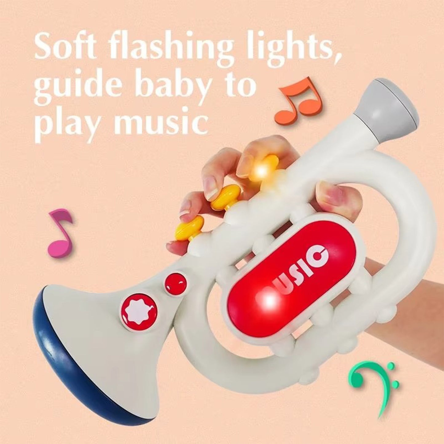 ToyBharat Battery-Operated Musical Trumpet Toy with Microphone, Melodies & Sound Effects – Perfect Early Learning Toy for Toddlers 2+ Years, Supports Music Skills & Fun Play