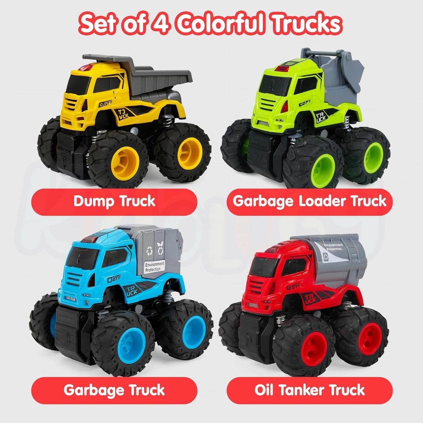 Toybharat ABS Musical Monster Truck Toy with Light & Sound Effects - Truck for Kids | Battery Electronic Toys | Best Birthday Gifts For Kids | Pack Of 2 ||