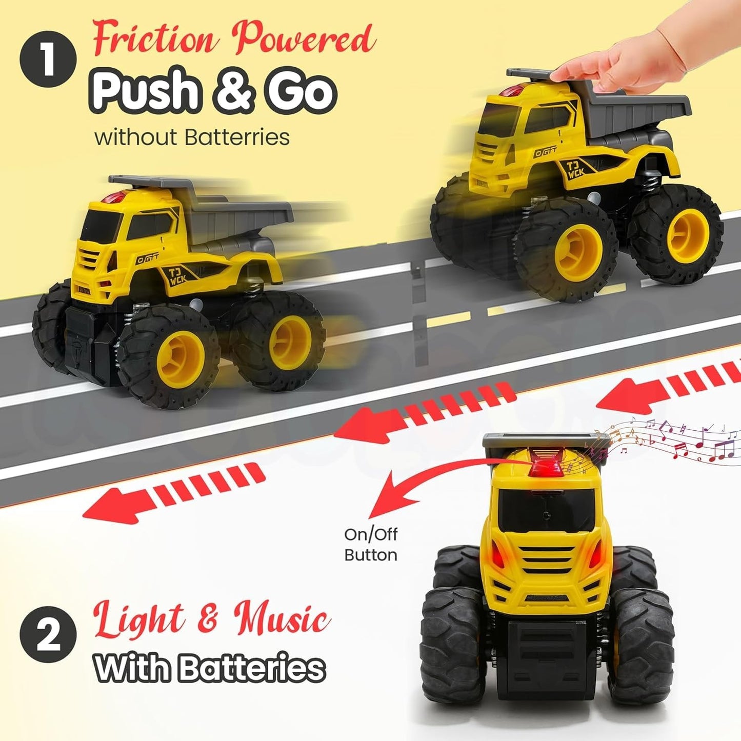 Toybharat ABS Musical Monster Truck Toy with Light & Sound Effects - Truck for Kids | Battery Electronic Toys | Best Birthday Gifts For Kids | Pack Of 2 ||