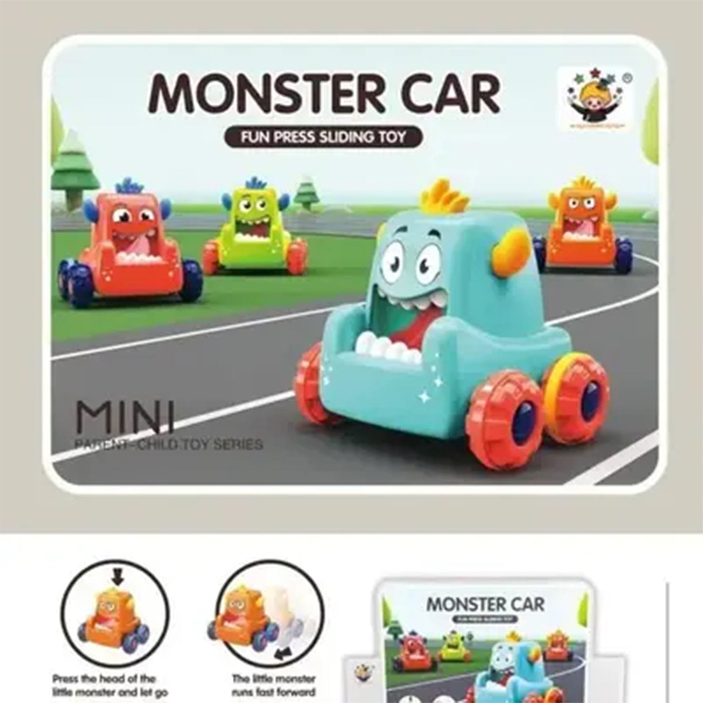 ToyBharat  Mini Monster Trucks Toy for Kids Age 3+ Years- Friction-Powered Racing Cars, Pull Back 360° Rotating Off-Road Vehicles, Inertia Trucks for Kids, Gift for Boys | Set of 4