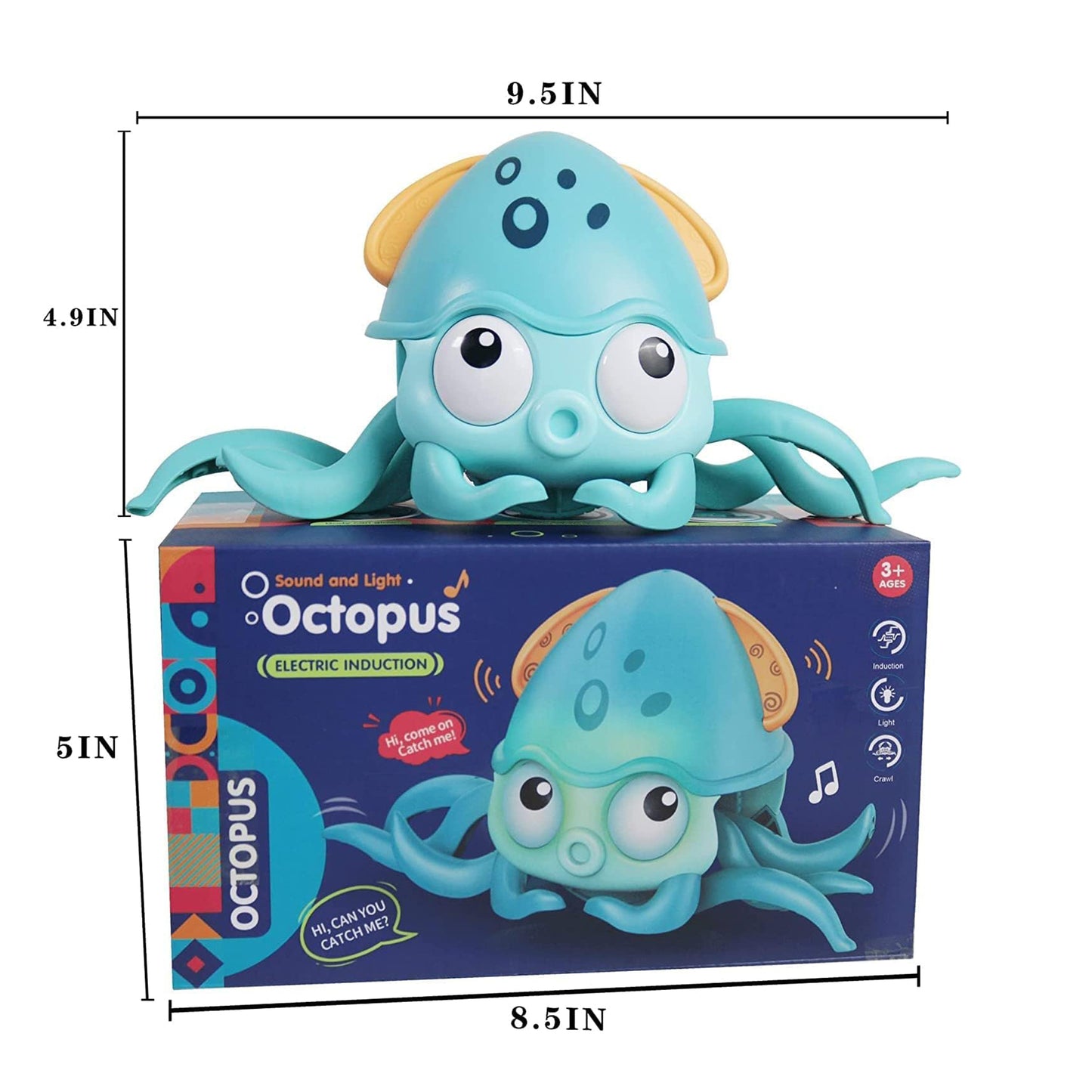 ToyBharat Interactive Baby Musical Octopus Crawling Toy with music, LED lights, and obstacle avoidance. A perfect tummy time toy for boys and girls age 1+, encouraging movement and sensory development.