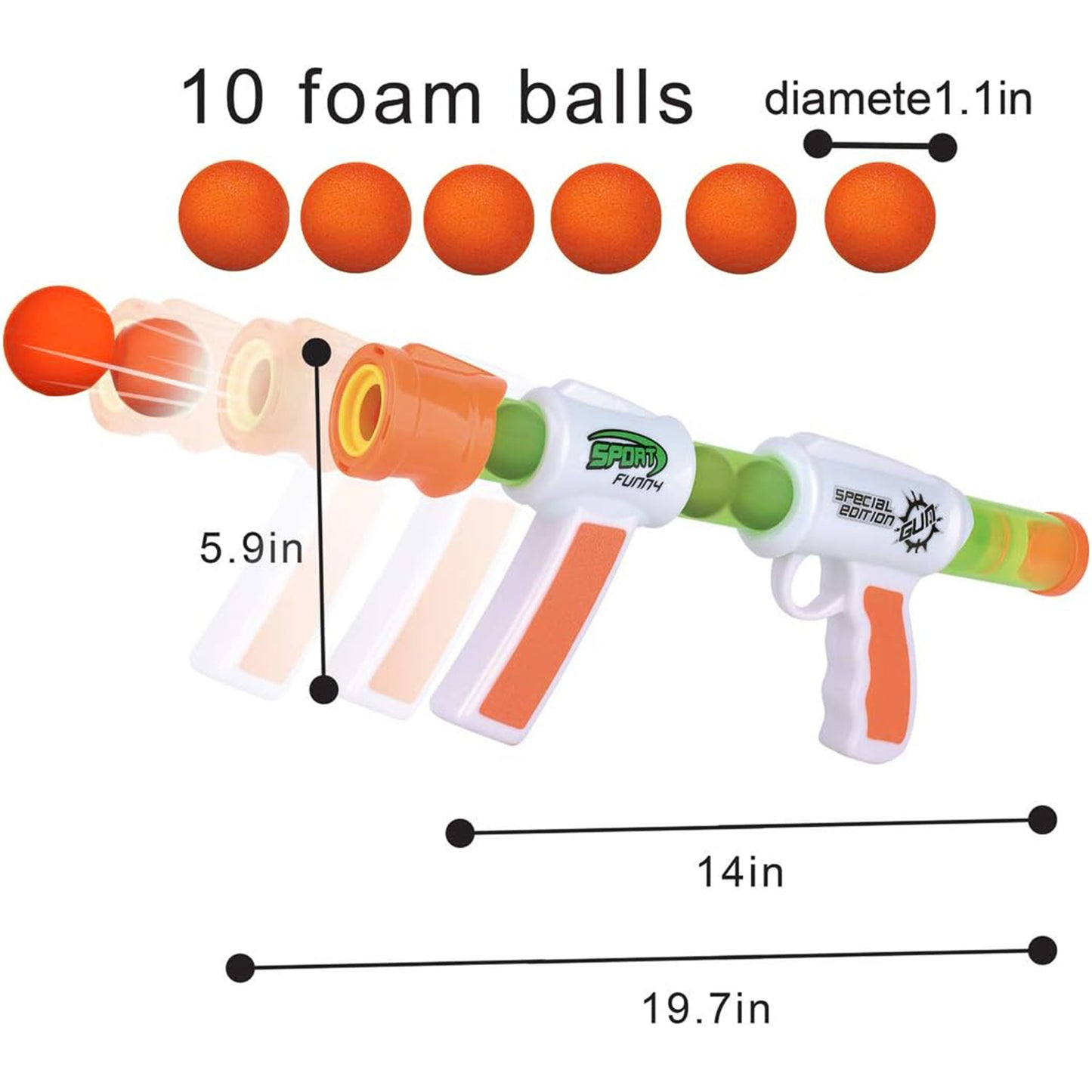 Toybharat Sports Ball Gun Toy | Multicolour | Gun Toys | Birthday Gift for Boy | Interactive Toys