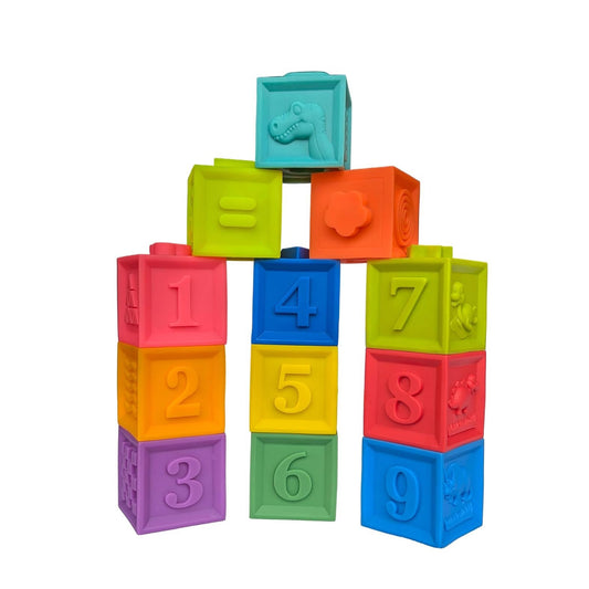 ToyBharat Cuddle Cubes Soft Baby Building Blocks Colorful Soft Stack & Learn Toy for Toddlers|BPA-Free, Chewable, Educational Sensory Blocks with Numbers, Animals, Fruits, Textures & Shapes (Set of 6)