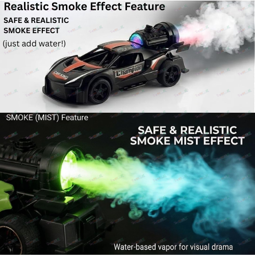 ToyBharat Pull Back Musical Smoke Racing Car ( Multicolour)Toy for Kids Age 3 + Years- Friction-Powered Racing Cars, Pull Back Off-Road Vehicles, Inertia, Best Gift for Boys |