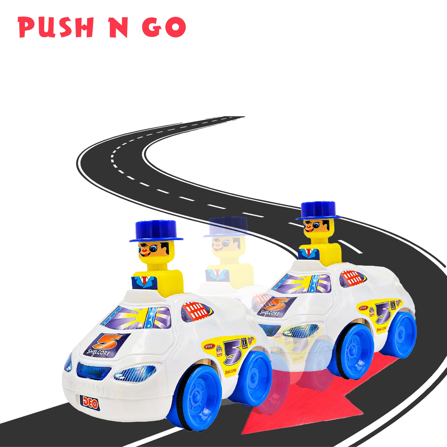 ToyBharat Push n Go Sports Car with a realistic design and vibrant multicolour look is perfect for kids aged 1-6 years. Safe, non-toxic, and ideal for indoor and outdoor play, it makes a great birthday gift.