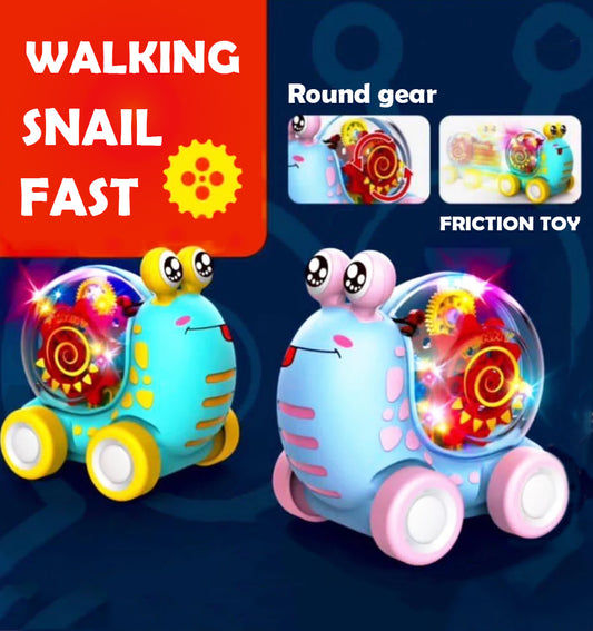 ToyBharat Toys Moving Snail Toy with Sound and Light, All Directions Moving Toy, Battery Operated Gear Snail Toy, Electric Sound and Light Animal, Gear Snail with Sound and Light (Cream)