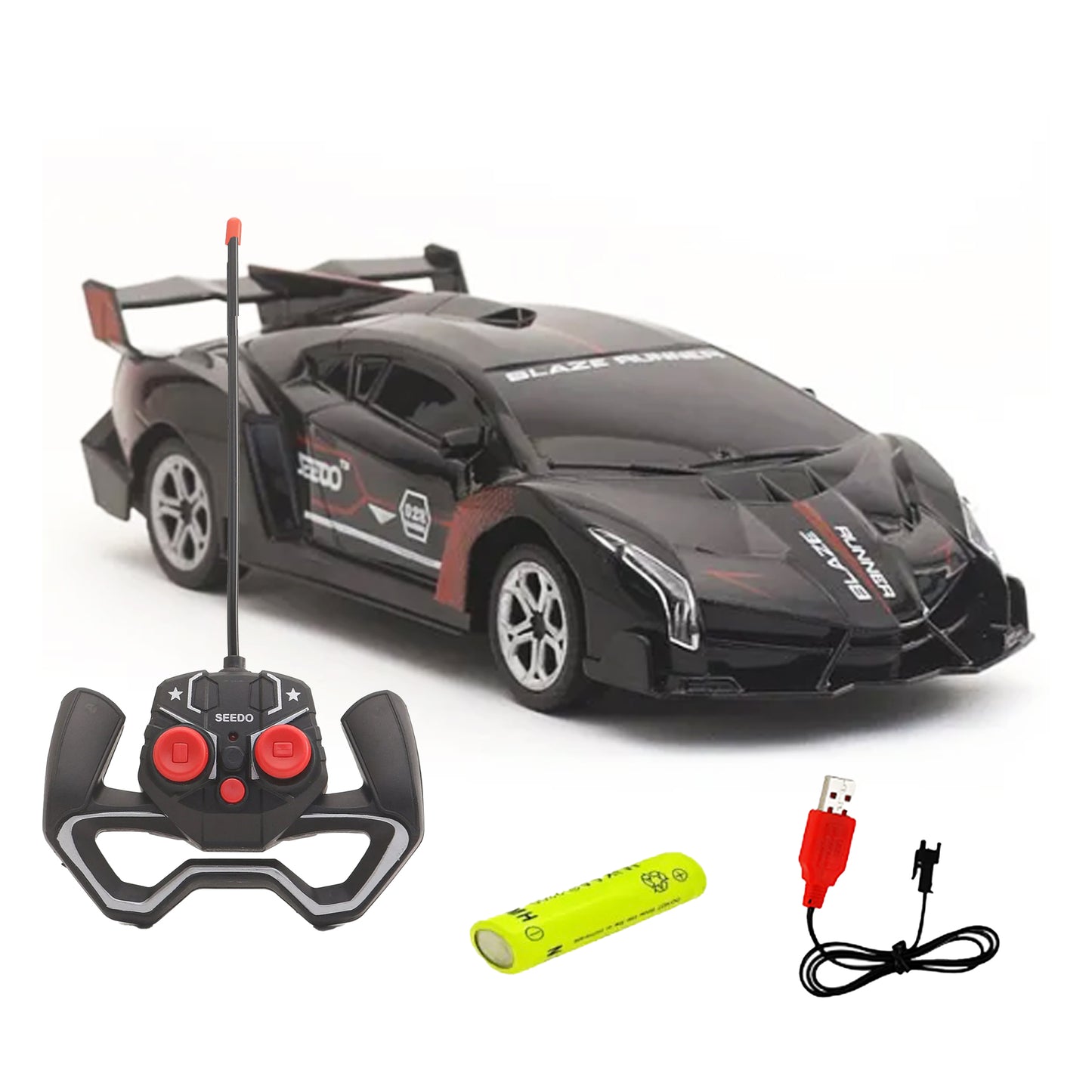 ToyBharat RC Blaze Runner Remote Control Car is a multicolour electronic toy with a realistic design, ideal for kids aged 1–6. Safe, non-toxic, and perfect for indoor and outdoor play and gifting fun.
