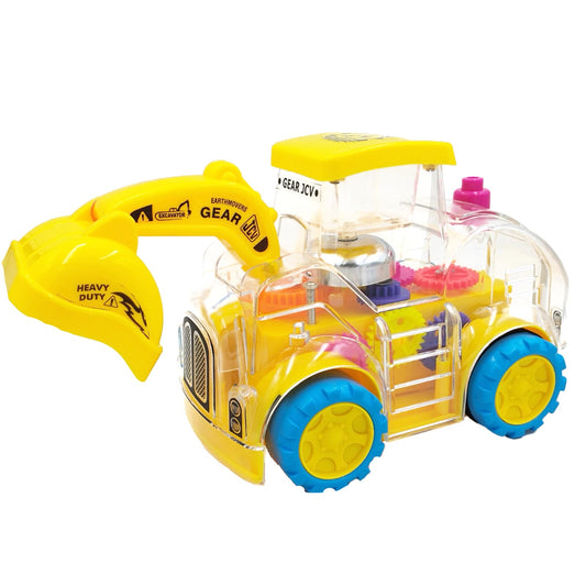 ToyBharat The Gear JCV Friction Power Toy features bright colors, smooth motion, and a bell sound that rings as it moves. No batteries needed! Perfect for kids aged 1 to 6 who love construction vehicles.