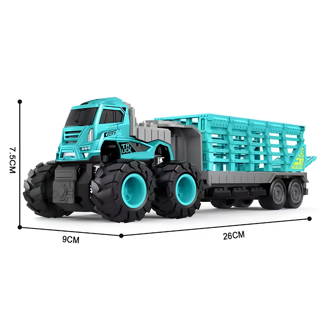 ToyBharat ABS Monster carrier truck Trala Toy set with friction-powered cars, flashing lights, and music. A fun and educational emergency vehicle toy for boys and girls age 3+, ideal for birthdays and learning play.
