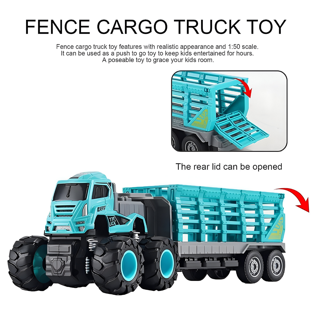 ToyBharat ABS Monster carrier truck Trala Toy set with friction-powered cars, flashing lights, and music. A fun and educational emergency vehicle toy for boys and girls age 3+, ideal for birthdays and learning play.