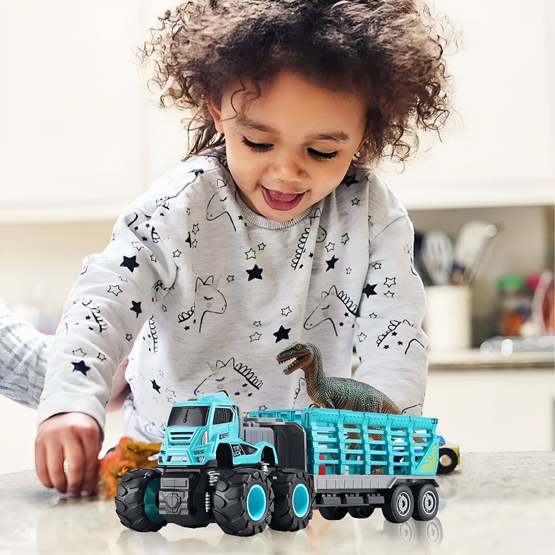 ToyBharat ABS Monster carrier truck Trala Toy set with friction-powered cars, flashing lights, and music. A fun and educational emergency vehicle toy for boys and girls age 3+, ideal for birthdays and learning play.