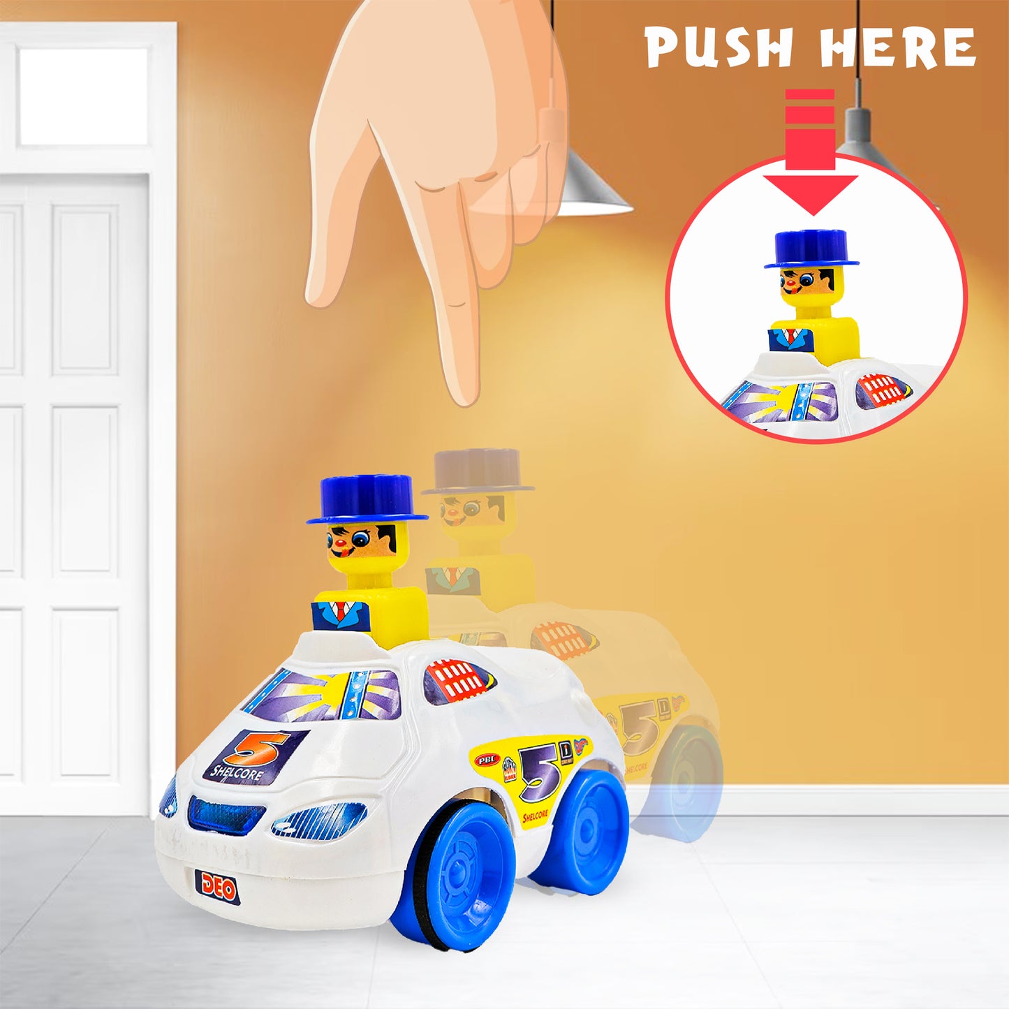 ToyBharat Push n Go Sports Car with a realistic design and vibrant multicolour look is perfect for kids aged 1-6 years. Safe, non-toxic, and ideal for indoor and outdoor play, it makes a great birthday gift.