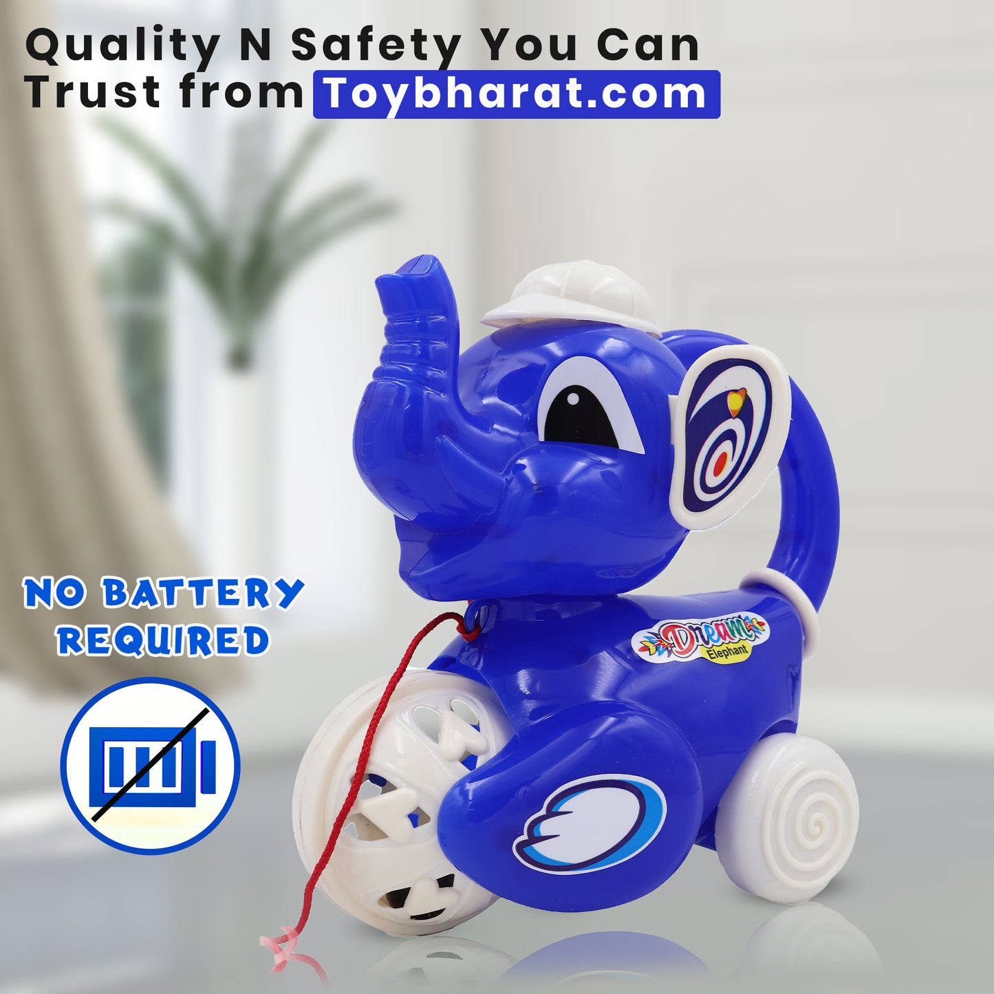ToyBharat Dream Elephant Pull Along Toy is a multicolour travel toy for kids aged 1-6. Designed for indoor and outdoor fun, it boosts motor skills and offers safe, imaginative play with a realistic elephant design.