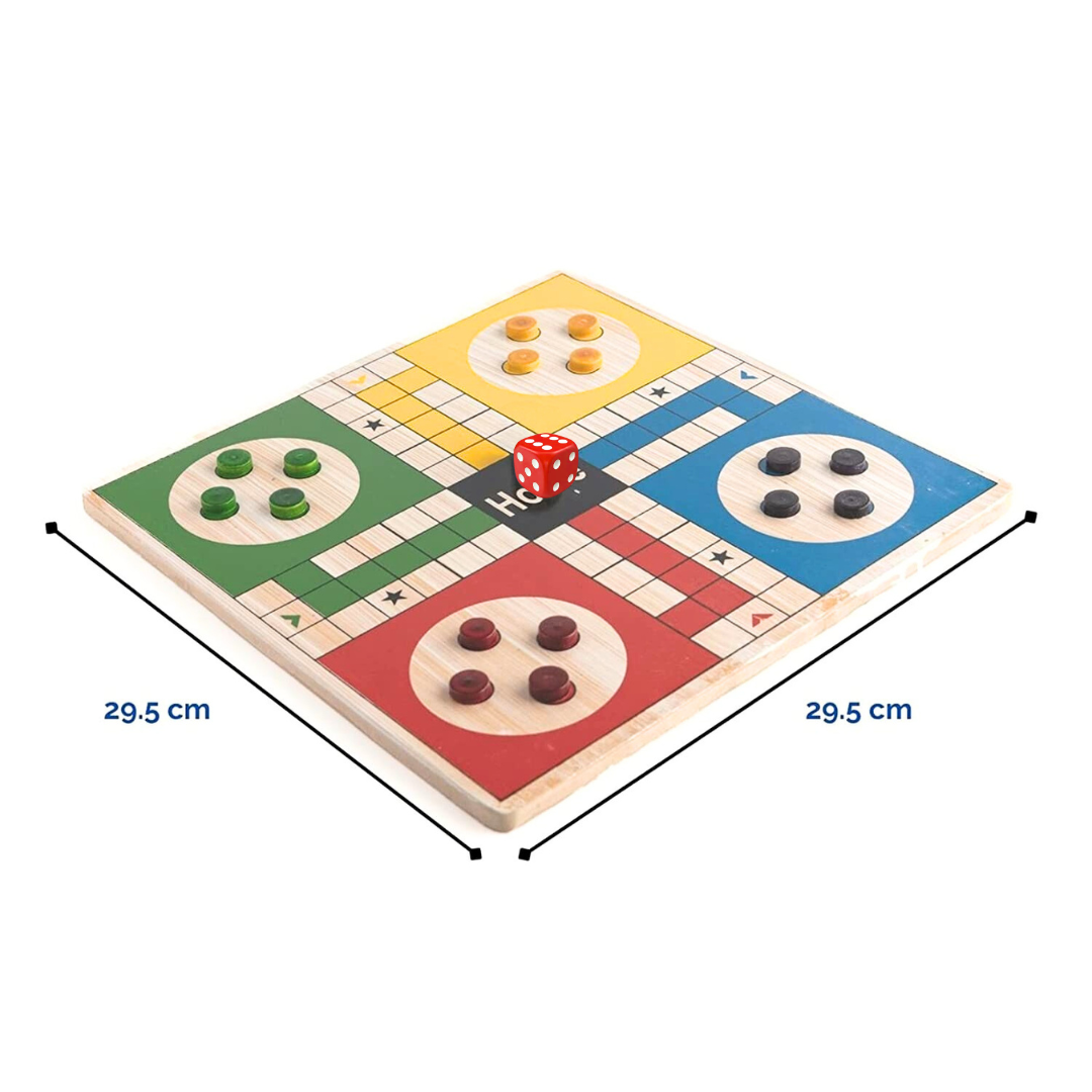 Toybharat Classic Wooden 2 in 1 Ludo Snakes and Ladders Premium Travel Board Game for Kids and Adults Fun Game.