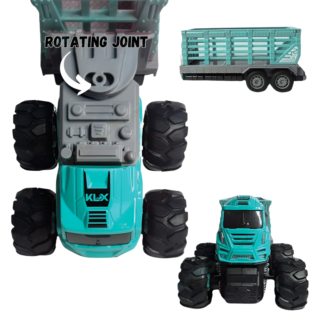 ToyBharat ABS Monster carrier truck Trala Toy set with friction-powered cars, flashing lights, and music. A fun and educational emergency vehicle toy for boys and girls age 3+, ideal for birthdays and learning play.