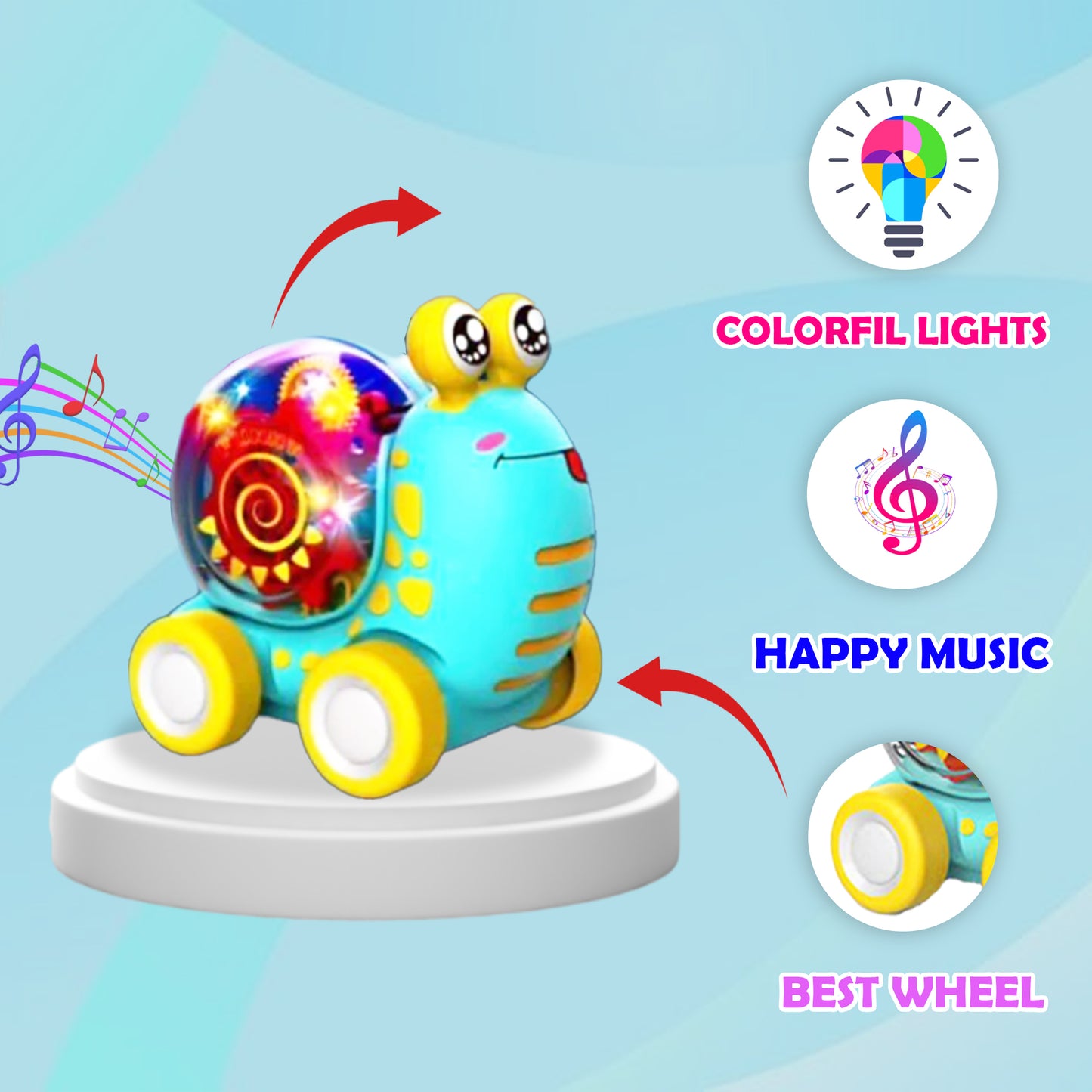 Toybharat Snail Light & Gear | Multicolour | Interactive Toy | Robot toy for boys and girls