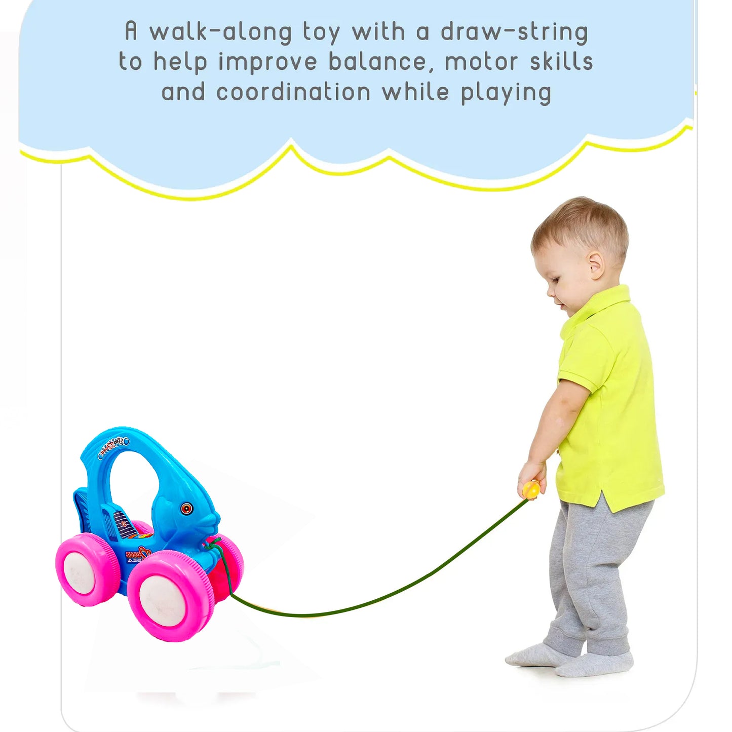 Toybharat Pulling Dancing Fish |Multicolour | Kids Gift |Pull Along Toy