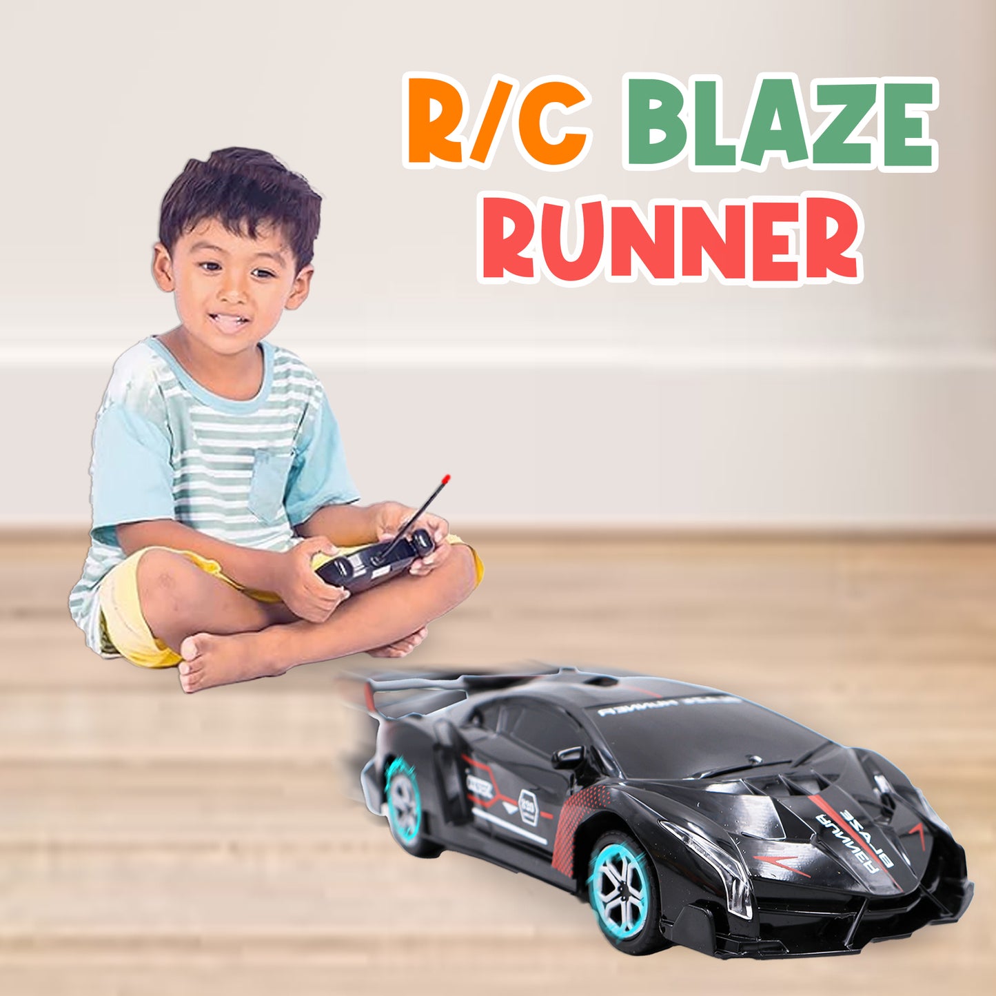 ToyBharat RC Blaze Runner Remote Control Car is a multicolour electronic toy with a realistic design, ideal for kids aged 1–6. Safe, non-toxic, and perfect for indoor and outdoor play and gifting fun.