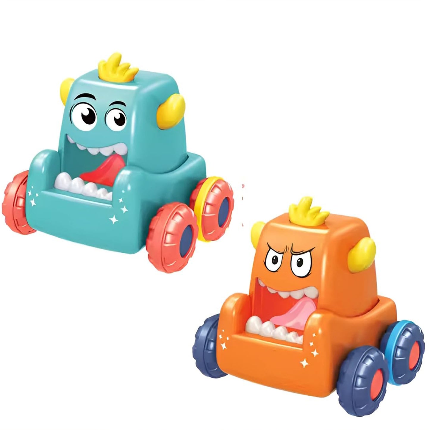 ToyBharat  Mini Monster Trucks Toy for Kids Age 3+ Years- Friction-Powered Racing Cars, Pull Back 360° Rotating Off-Road Vehicles, Inertia Trucks for Kids, Gift for Boys | Set of 4