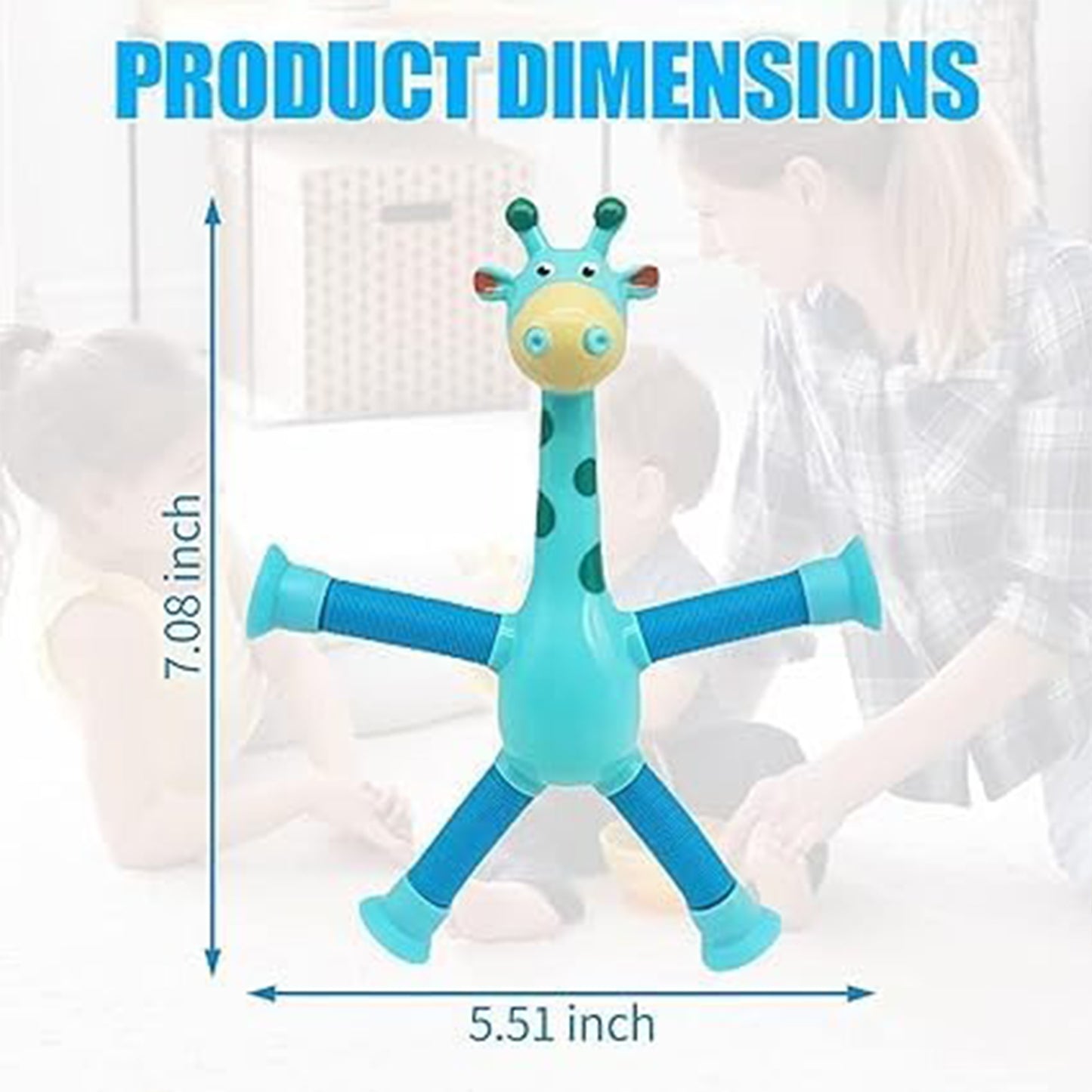 ToyBharat Telescopic Suction Cup Giraffe Toy Shape Changing Pop Fidget Tube Sensory Toys for Girls Boys | Multicolour | Travel Toys | Birthday Gift for kids | Interactive Toys| Pcs. 4