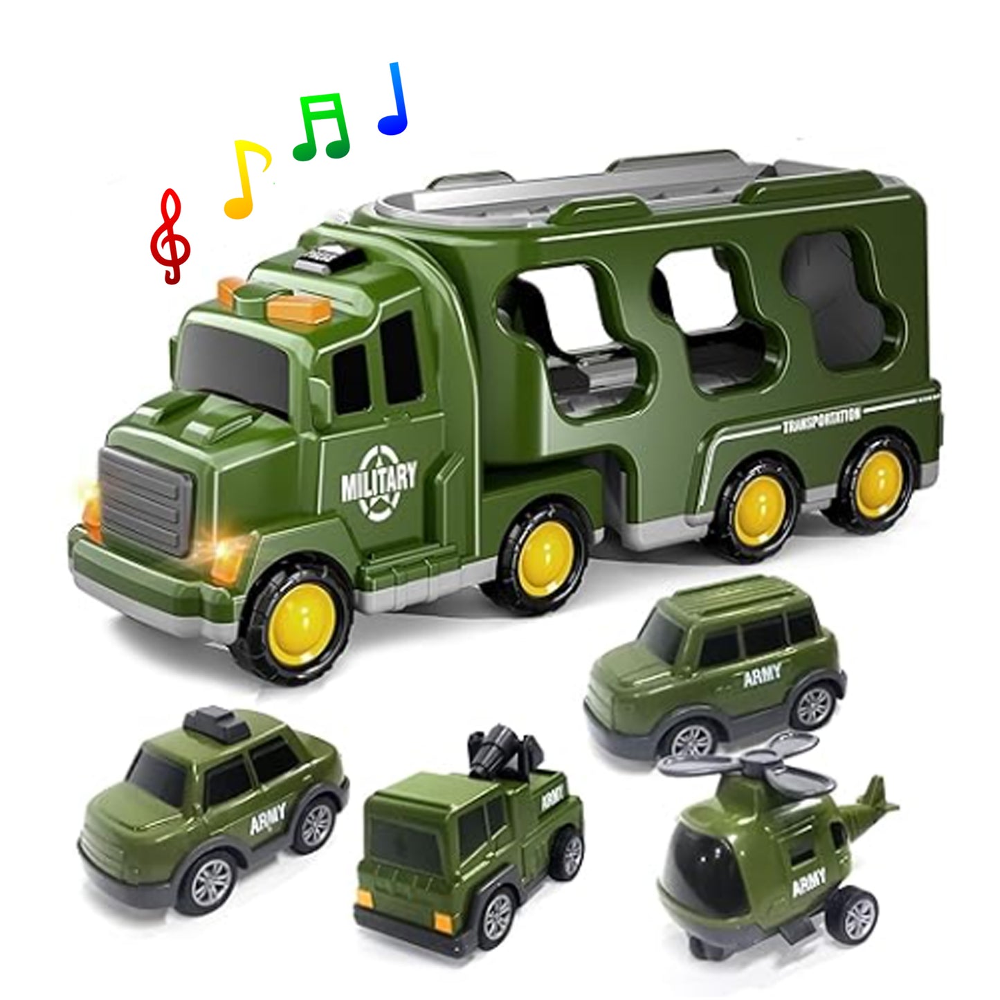 Toybharat Army Carrier Truck | Multicolor | Interactive Toys |Battery Operated Light And Sound Effect Truck for Kids Gift