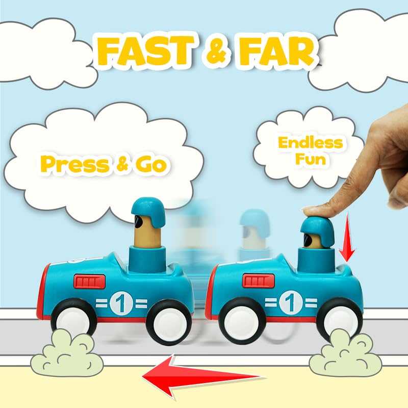 ToyBharat Push and Go Toy Vehicle Pack of 4 – Includes Vintage Car, Boat, Plane & Train Engine | Made in India | Safe & Non-Toxic | Ages 1-6 Years | Indoor & Outdoor Play | Gift for Kids | Multicolour