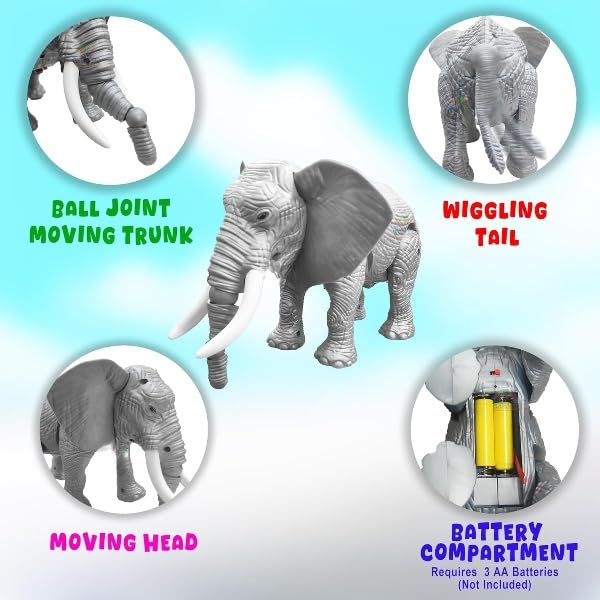 ToyBharat Light N Sound Walking Elephant| Electronics Toy| Musical & Light Toy | Multicolour | Birthday Gift for kids |