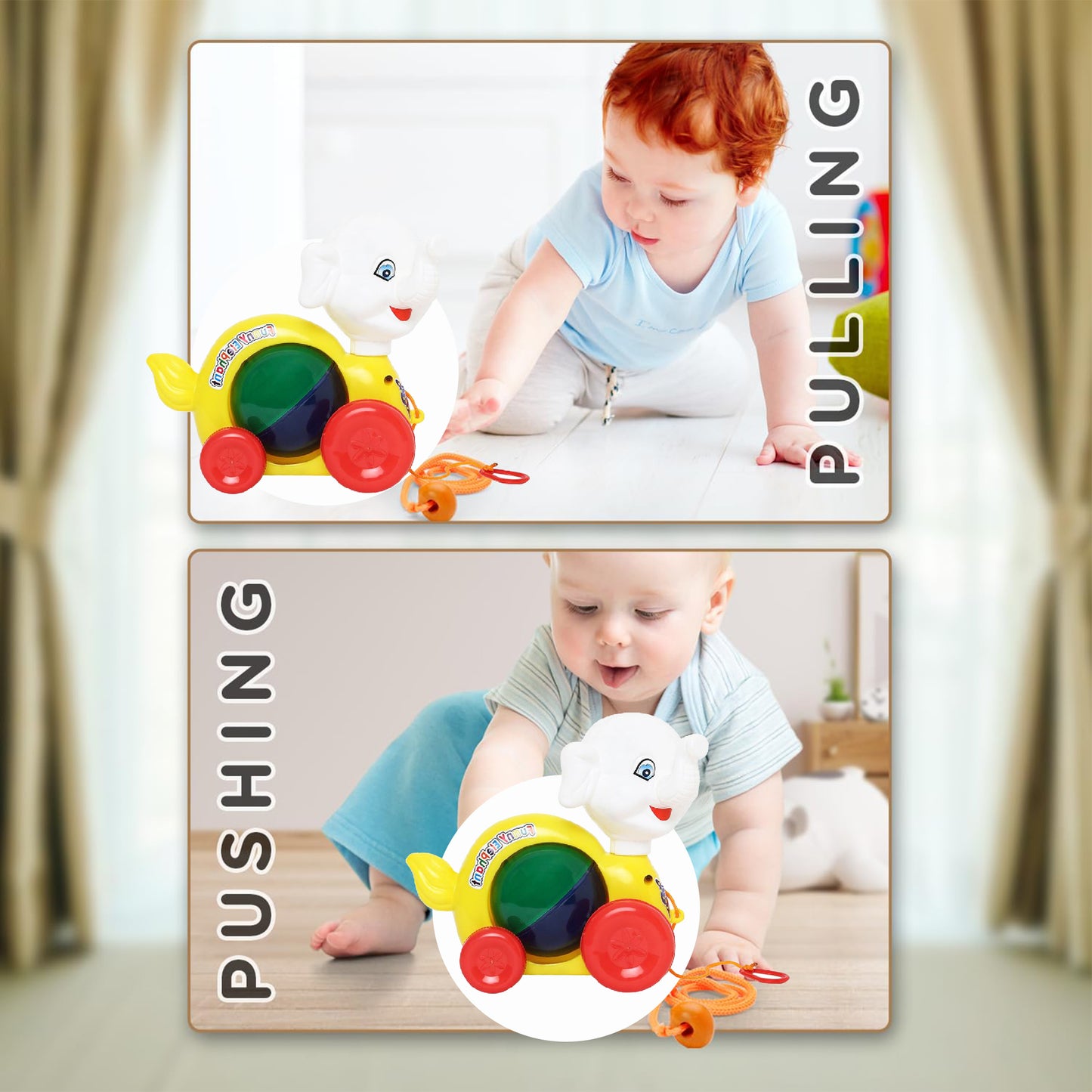 Toybharat Pulling Funny Elephant | Multicolour | Kids Gift | Pull Along Toy | Pulling Toys