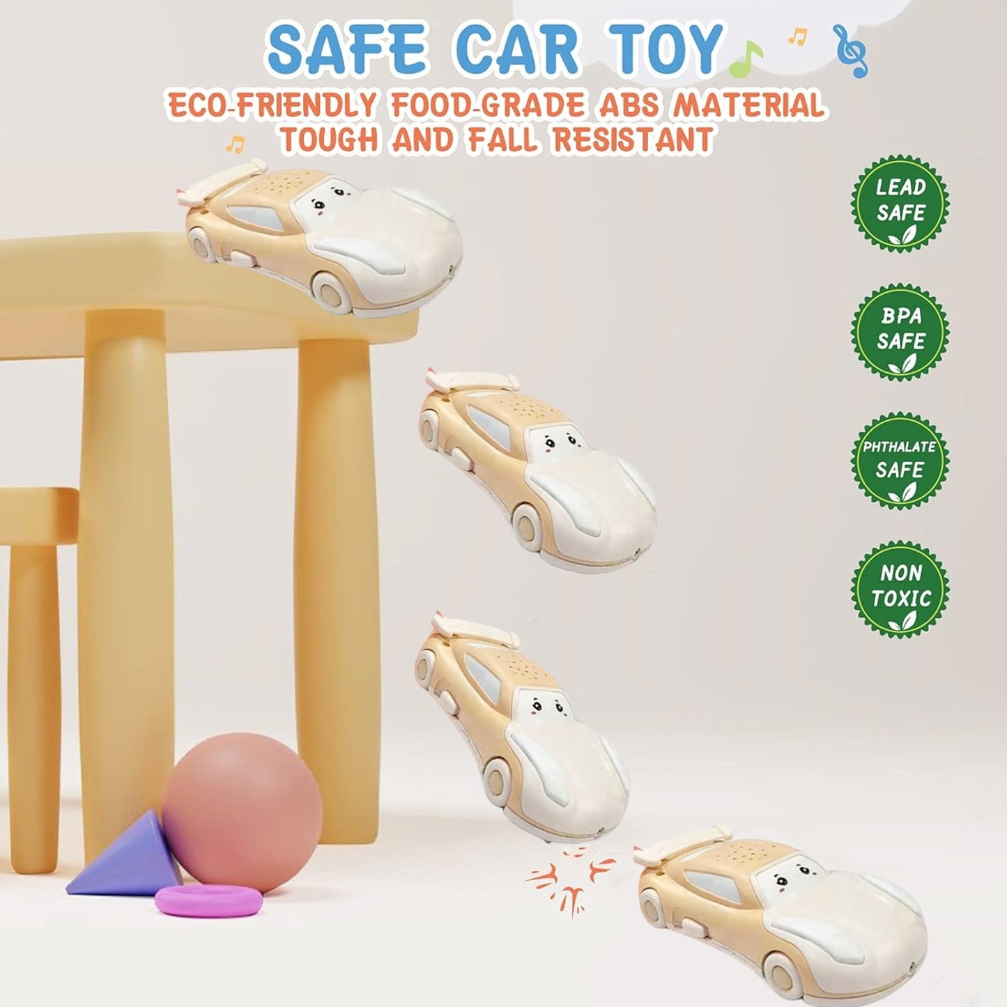 ToyBharat The Car Mobile Projector Toy features colorful lights, music, and a rotating projector. Battery-operated and self-moving, it’s perfect for kids ages 1 to 6 who enjoy light-up, musical toys.