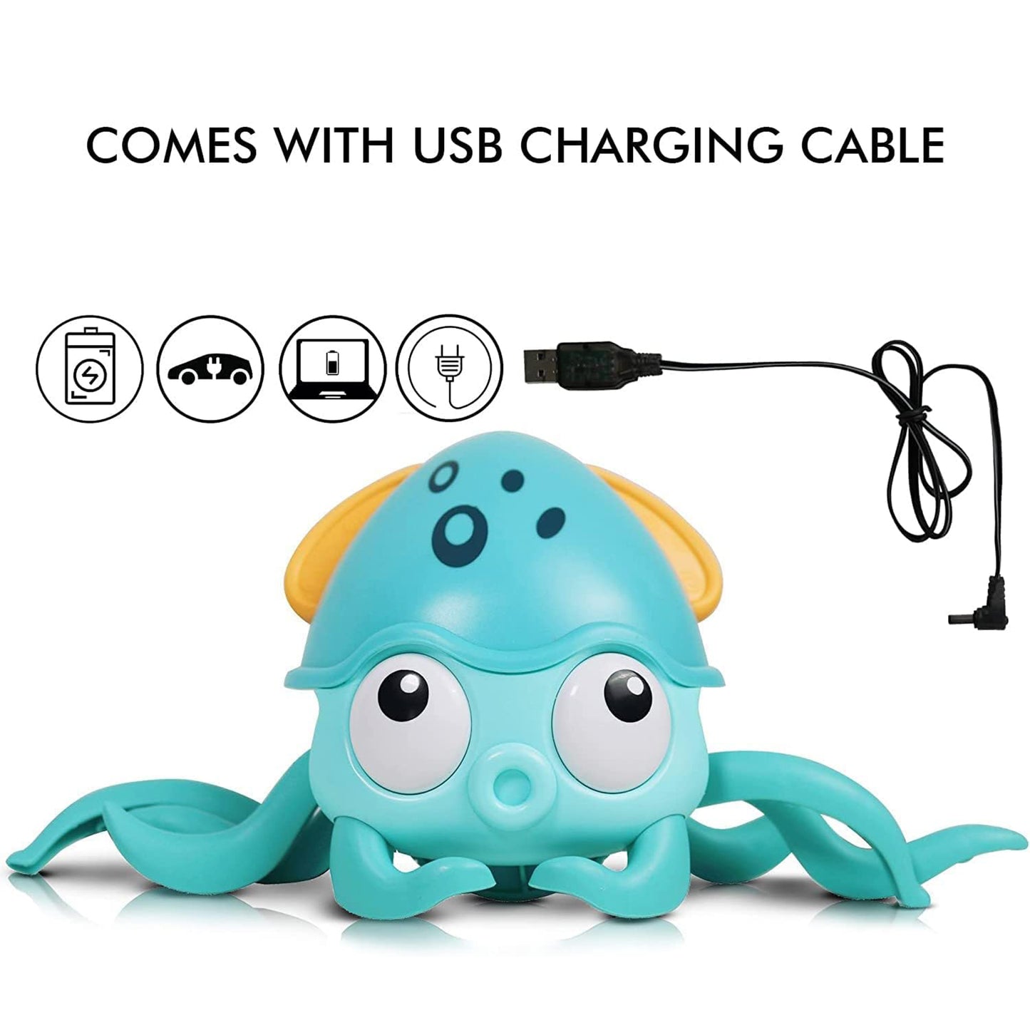 ToyBharat Interactive Baby Musical Octopus Crawling Toy with music, LED lights, and obstacle avoidance. A perfect tummy time toy for boys and girls age 1+, encouraging movement and sensory development.